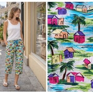 WHITE STAG Capri Pants sz Medium Tropical All Cotton Vintage